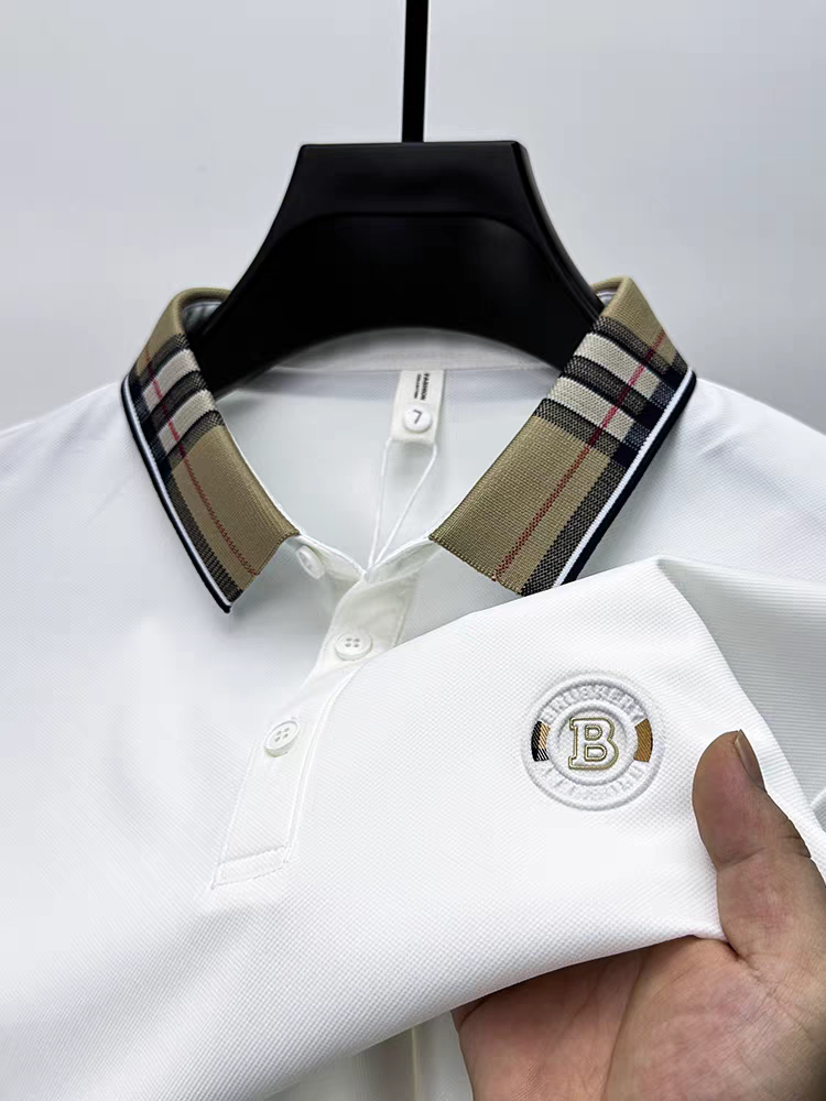 Elegant  Plaid Emblem Polo T-Shirt