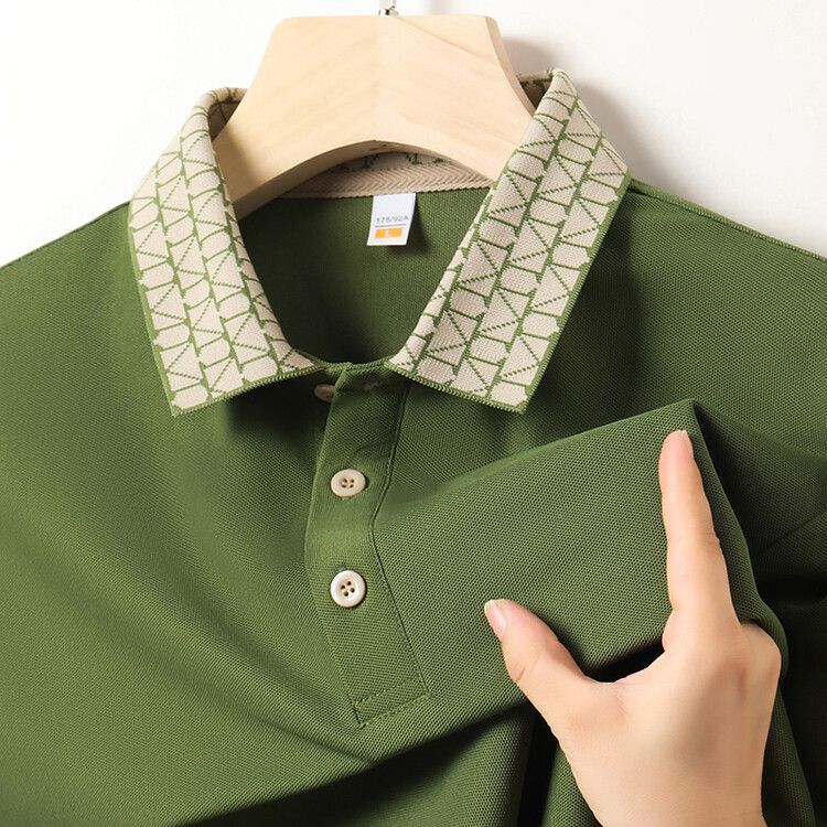 Geometric Grid Luxe Polo T-Shirt