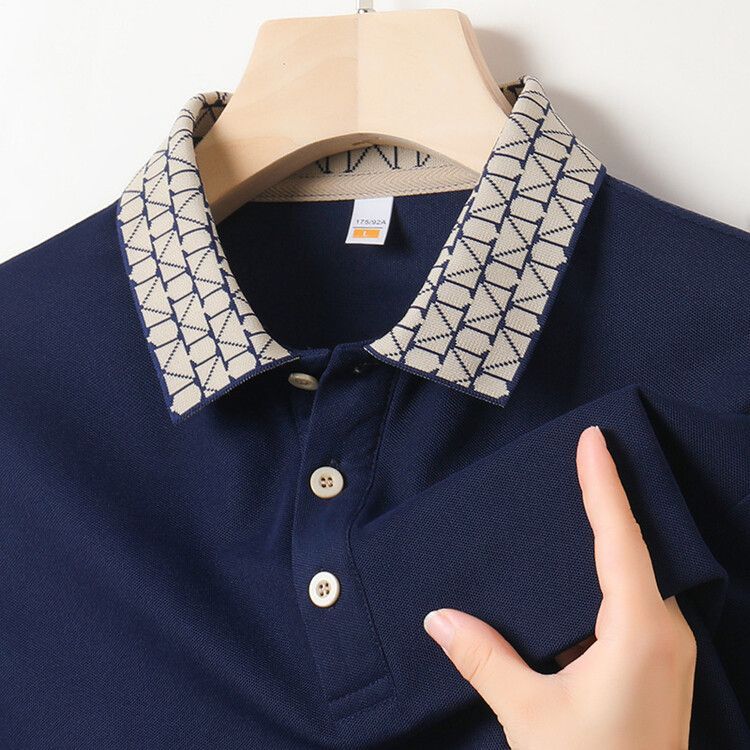Geometric Grid Luxe Polo T-Shirt