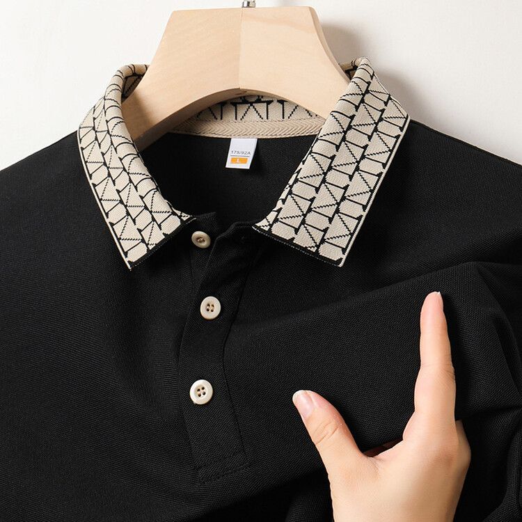 Geometric Grid Luxe Polo T-Shirt