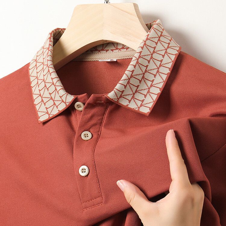 Geometric Grid Luxe Polo T-Shirt