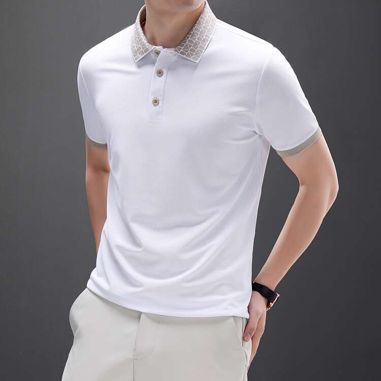 Geometric Grid Luxe Polo T-Shirt