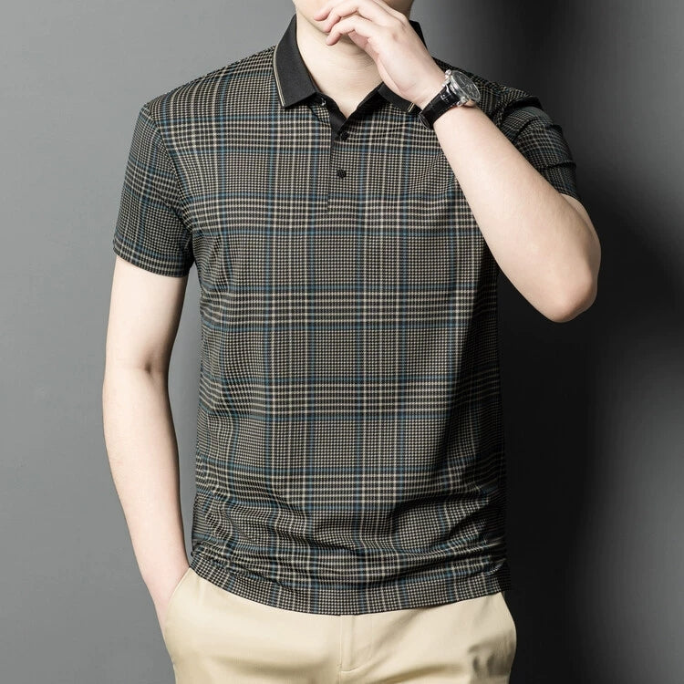 Vintage Plaid Branded Polo T-Shirts